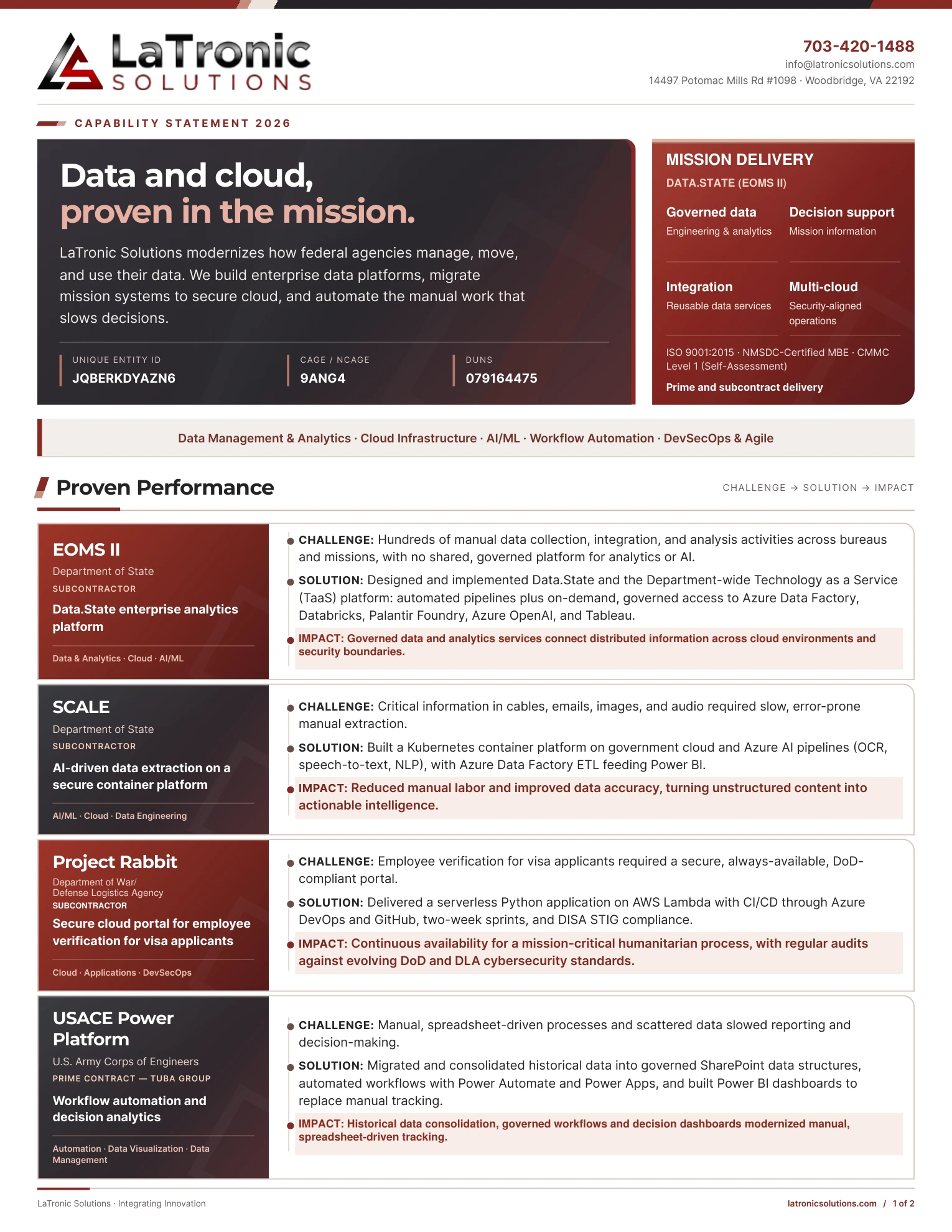 LaTronic Solutions capability statement page 1